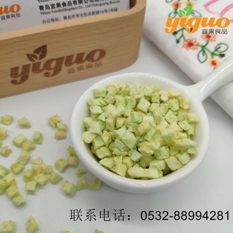 青岛宜果冻干出口工厂冻干水果冻干玫珑瓜丁、玫珑瓜片、玫珑瓜碎、玫珑瓜粉烘焙饮品麦片酸奶盖