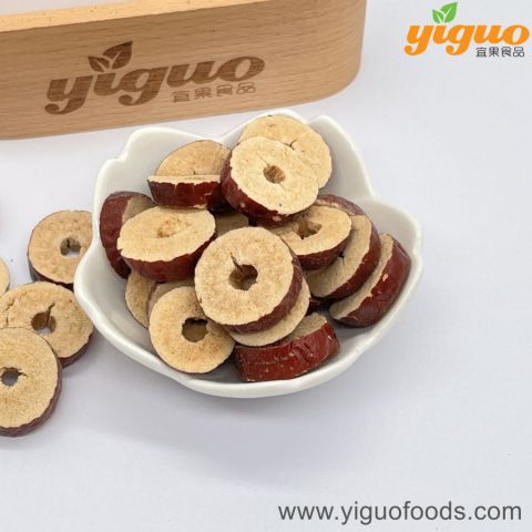 青岛宜果冻干出口工厂冻干水果冻干红枣片、红枣整粒烘焙饮品麦片酸奶盖